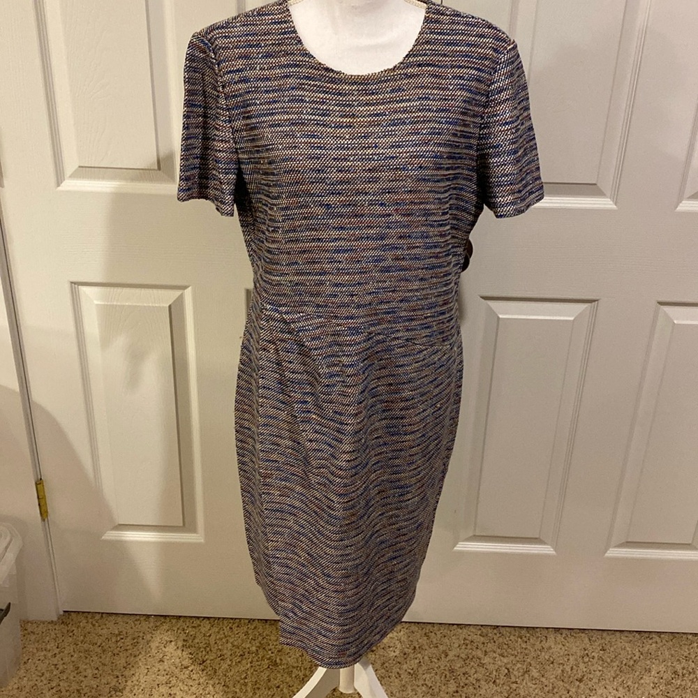 St John boucle knit draped front dress